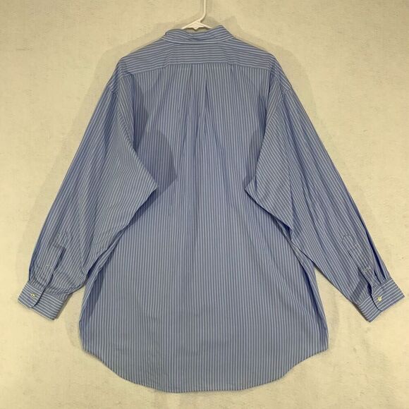 Ralph Lauren Yarmouth Shirt Size 17 1/2-34 Long Sleeve Button Front Blue Striped - Picture 8 of 10
